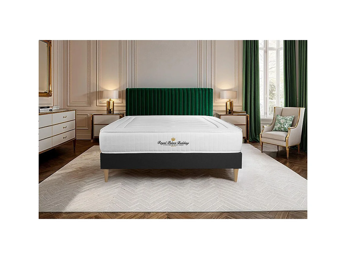 Ensemble 160x200 matelas LANCASTER ressorts ensachés et mémoire de forme + sommier kit noir