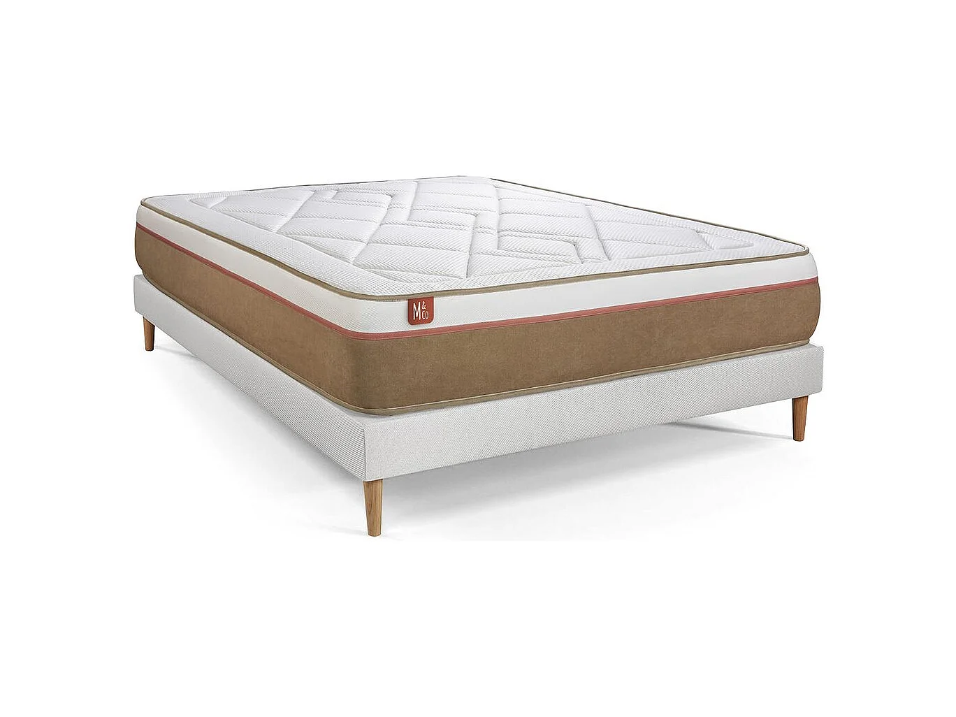Pack prêt à dormir matelas LE SOYEUX 160x200cm Ressorts ensachés + Mémoire de forme BioVisco + sommier kit Blanc