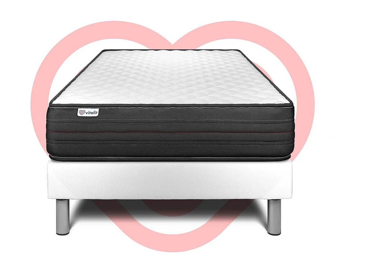 Ensemble VITALPOWER 90 x 190 cm sommier Kit blanc