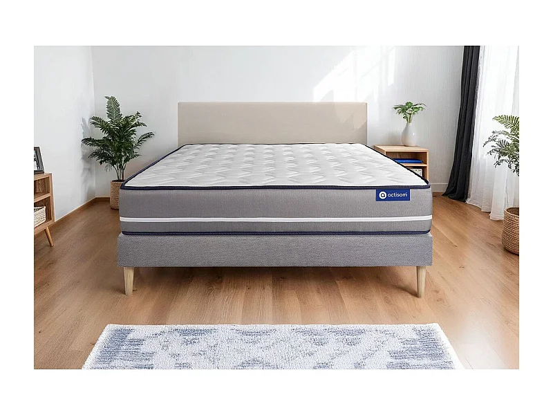 Ensemble matelas Ressorts ensachés ACTIFLEX PUR 140x200cm 3zones de confort + sommier KIT gris