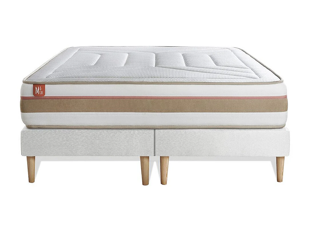 Pack prêt à dormir matelas LE TENDRE 200x200 Ressorts ensachés + Mémoire de forme + double sommiers Blanc