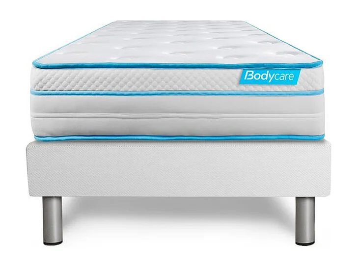 Ensemble 90x190 matelas BodyMax micro ressorts ensachés et mémoire de forme + sommier kit blanc