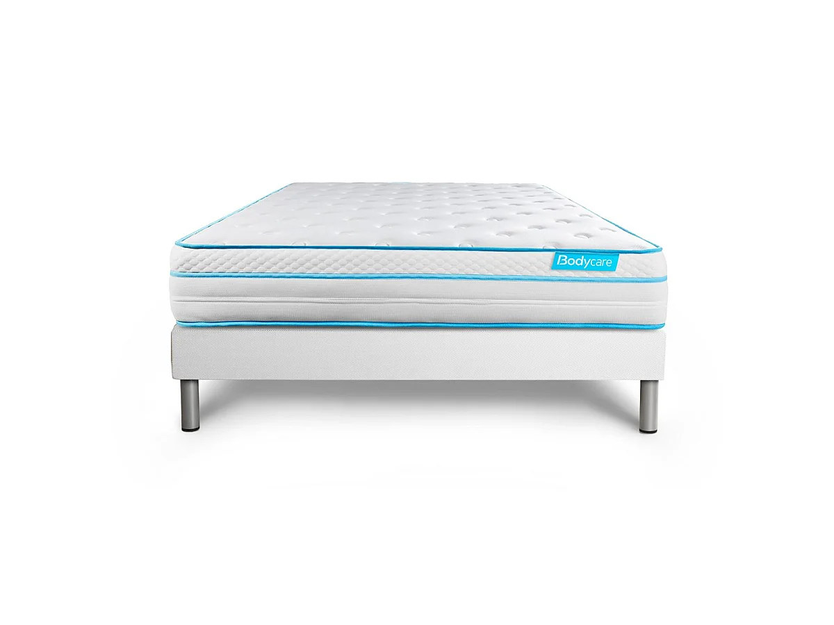Ensemble 90x190 matelas BodyMax micro ressorts ensachés et mémoire de forme + sommier kit blanc