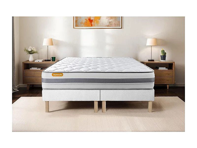 Matelas 180x200 + double sommiers 90x200 Memo Spring Ressorts ensachés 3 zones de confort MAXI épaisseur