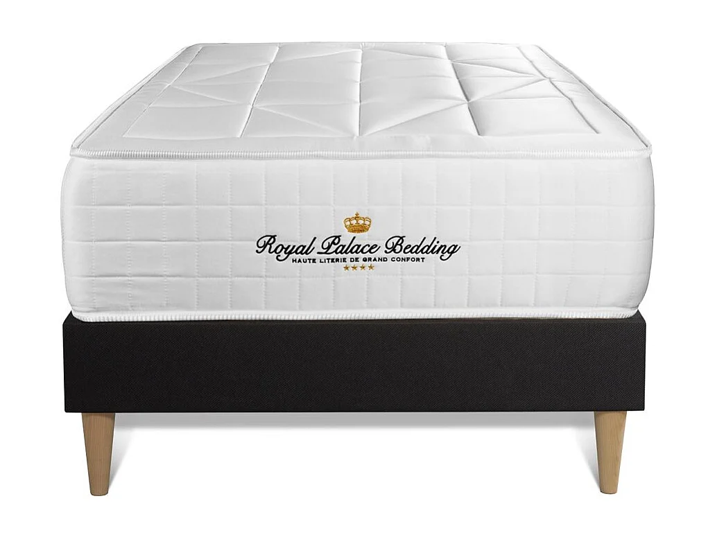 Conjunto de Estrado Preto + Colchão ROYAL PALACE BEDDING Windsor (90x190 cm - Viscoelástica y molas ensacadas- Altura: 26 cm)