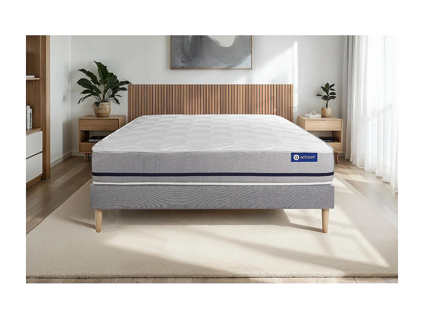 Ensemble matelas 200x200 ACTIMEMO SOFT 3zones de confort + sommier KIT gri
