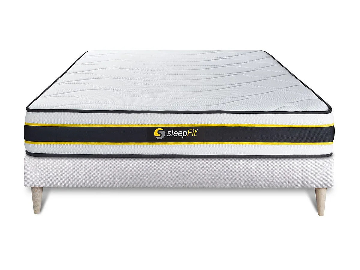 Conjunto de Estrado Branco + Colchão SLEEPFIT Flexy (140x190 cm - molas ensacadas y Viscoelástica- Altura: 22 cm)