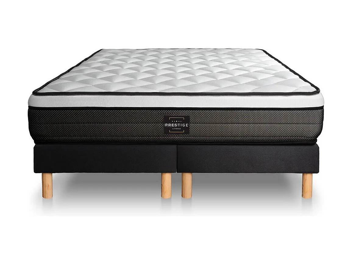 Ensemble Suite 160x200 Ressorts ensachés, mémoire de forme 5 zones double sommier noir