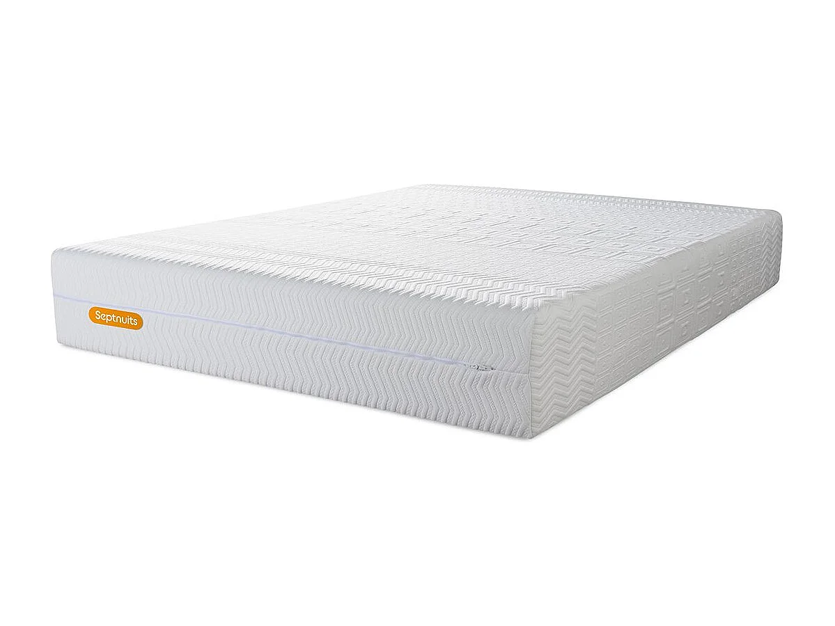 PACK Matelas + sommier 140x190 Memo Bio  Mousse à mémoire de forme 5 zones de confort Maxi épaisseur + Couette + 2 oreillers