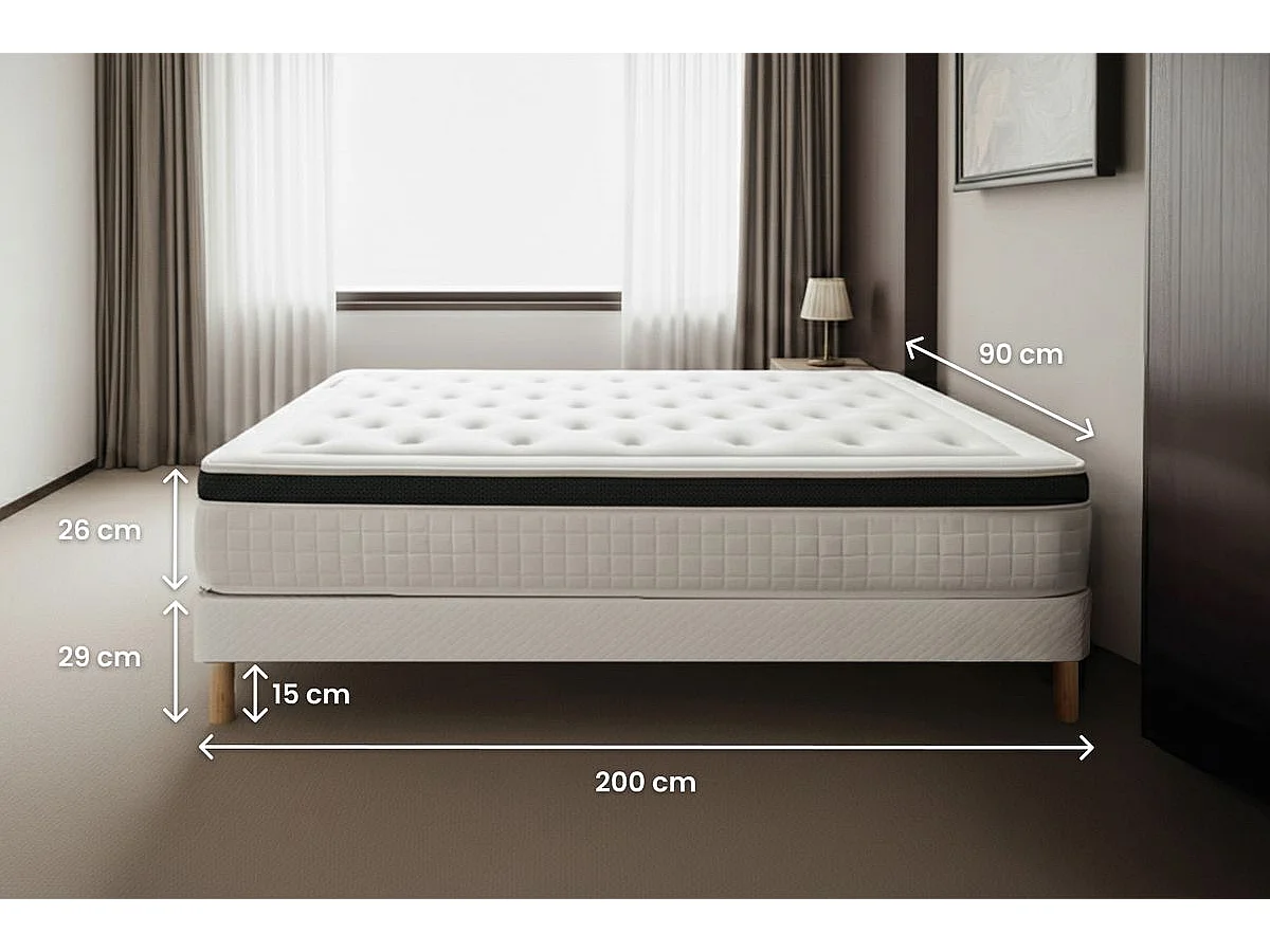 Ensemble Privilège 90x200 Mémoire de forme 5 zones