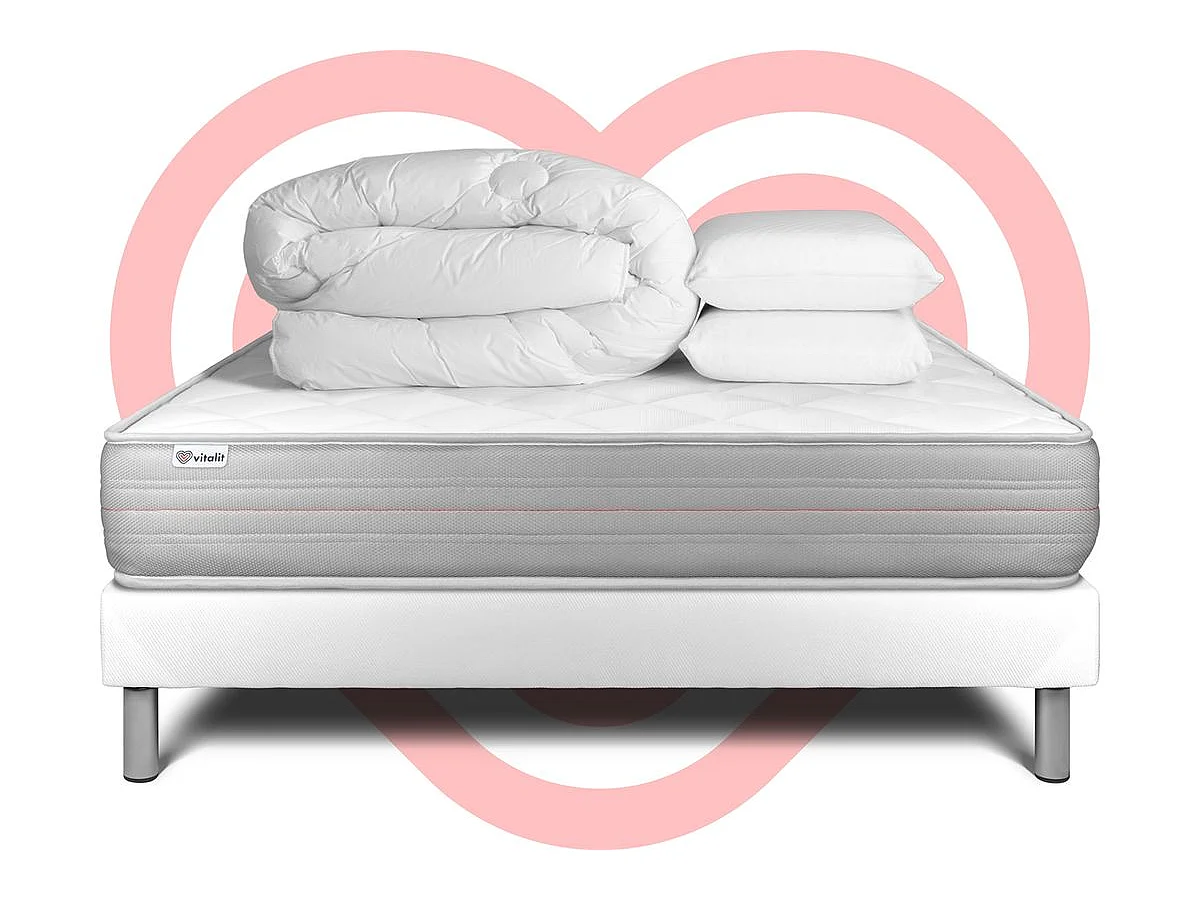 Pack prêt à dormir VITALMEMO 140 x 200 cm sommier Kit blanc