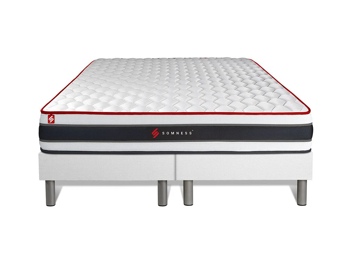 Ensemble double sommier + matelas ENERGY ressorts ensachés et mémoire de forme 200x200