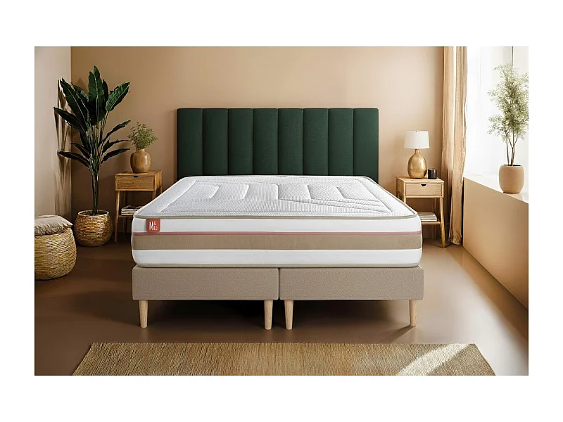 Pack prêt à dormir matelas LE TENDRE 180x200 Ressorts ensachés + Mémoire de forme + double sommiers Beige