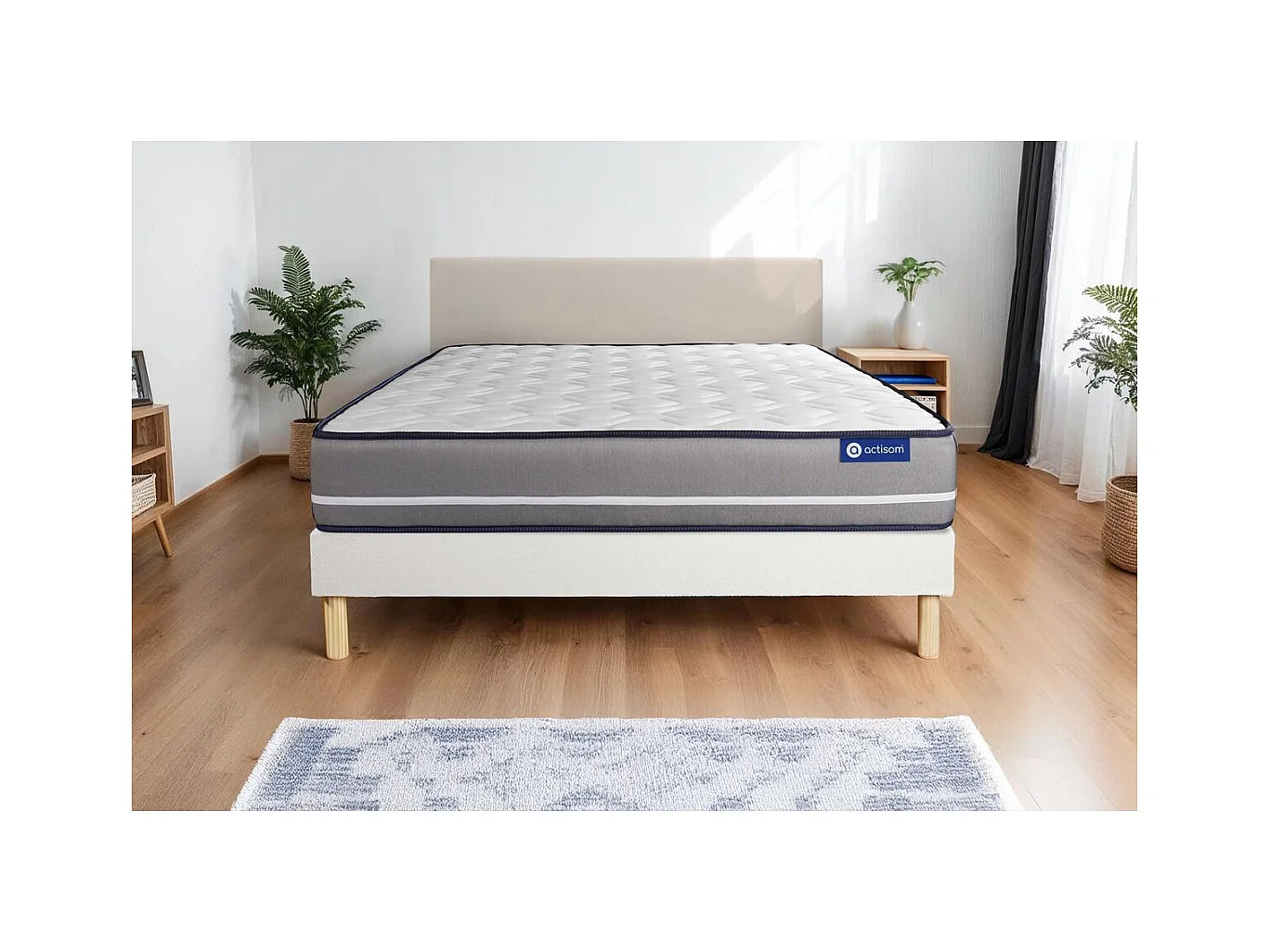 Ensemble matelas Ressorts ensachés ACTIFLEX PUR 140x190cm 3zones de confort + sommier KIT blanc