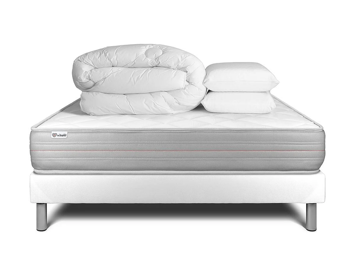 Pack prêt à dormir VITALMEMO 160 x 200 cm sommier Kit blanc