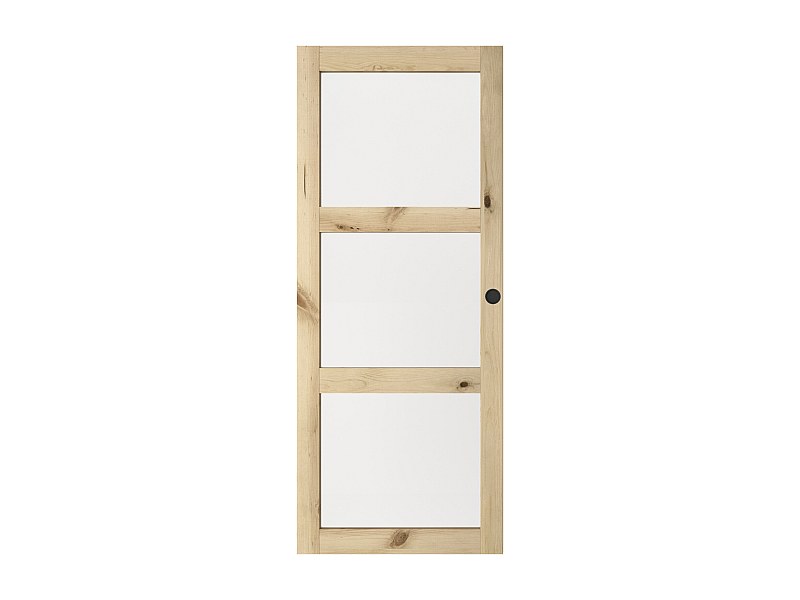 Skjutdörr i furuträ H205 x L63 cm - Frostat härdat glas ACOSTA II