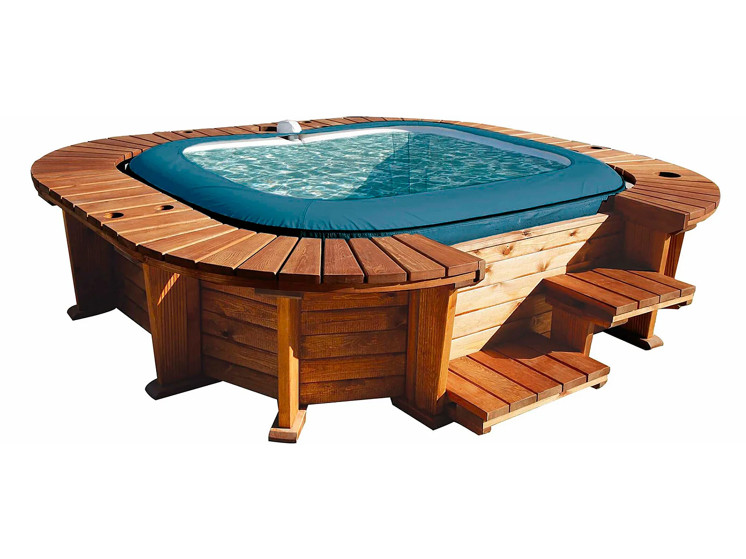 Piscina Idromassaggio In Legno K2O Palm Beach 250x275x71 cm  Per 4-6 persone con Hydrojets e Airjets
