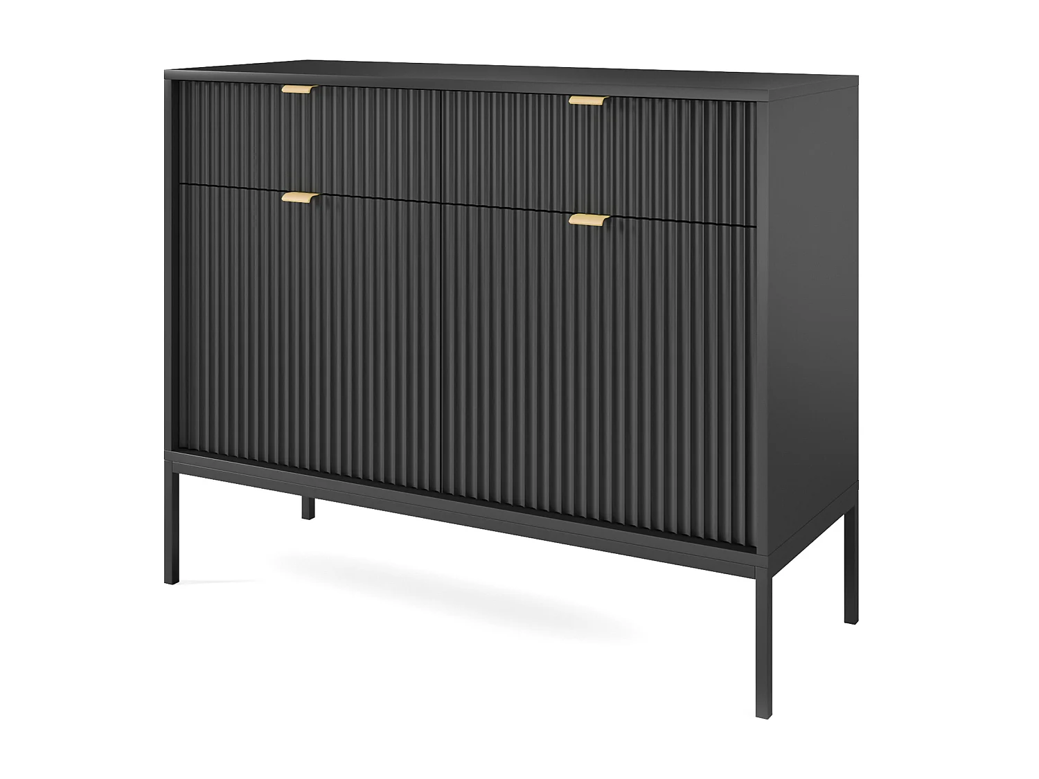 Commode à deux portes - 104 cm - noir avec pieds noires - VELLORE