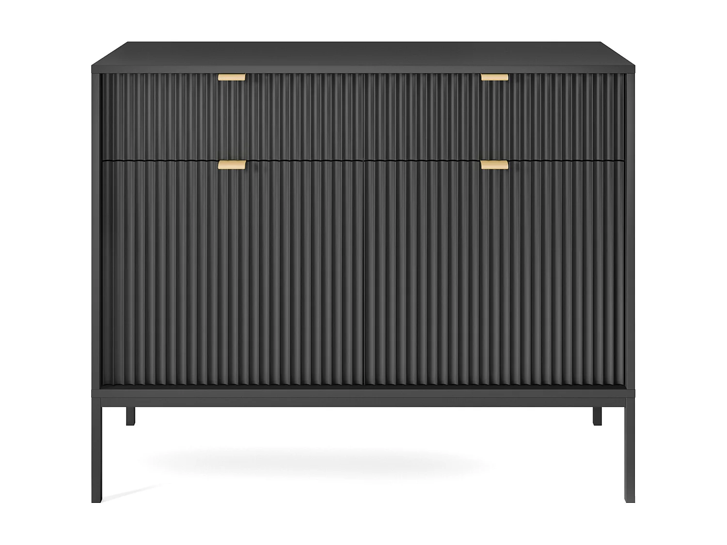 Zweitürige Kommode - 104 cm - schwarz mit schwarzen Beinen - VELLORE