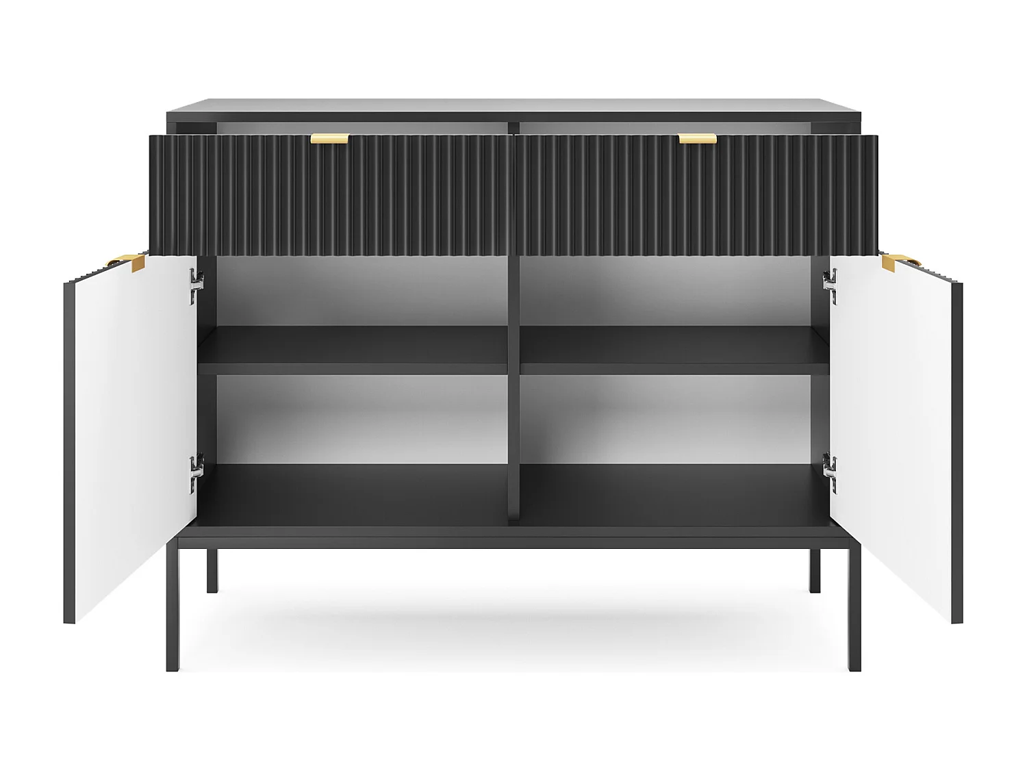 Zweitürige Kommode - 104 cm - schwarz mit schwarzen Beinen - VELLORE