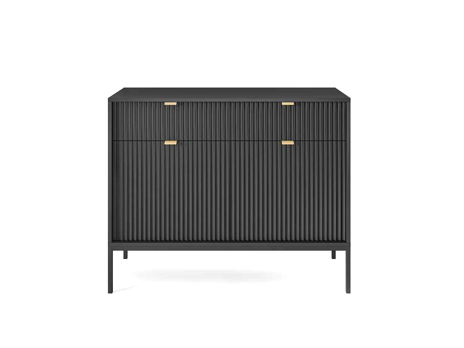 Commode à deux portes - 104 cm - noir avec pieds noires - VELLORE
