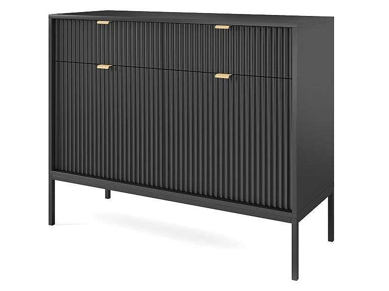 Commode à deux portes - 104 cm - noir avec pieds noires - VELLORE