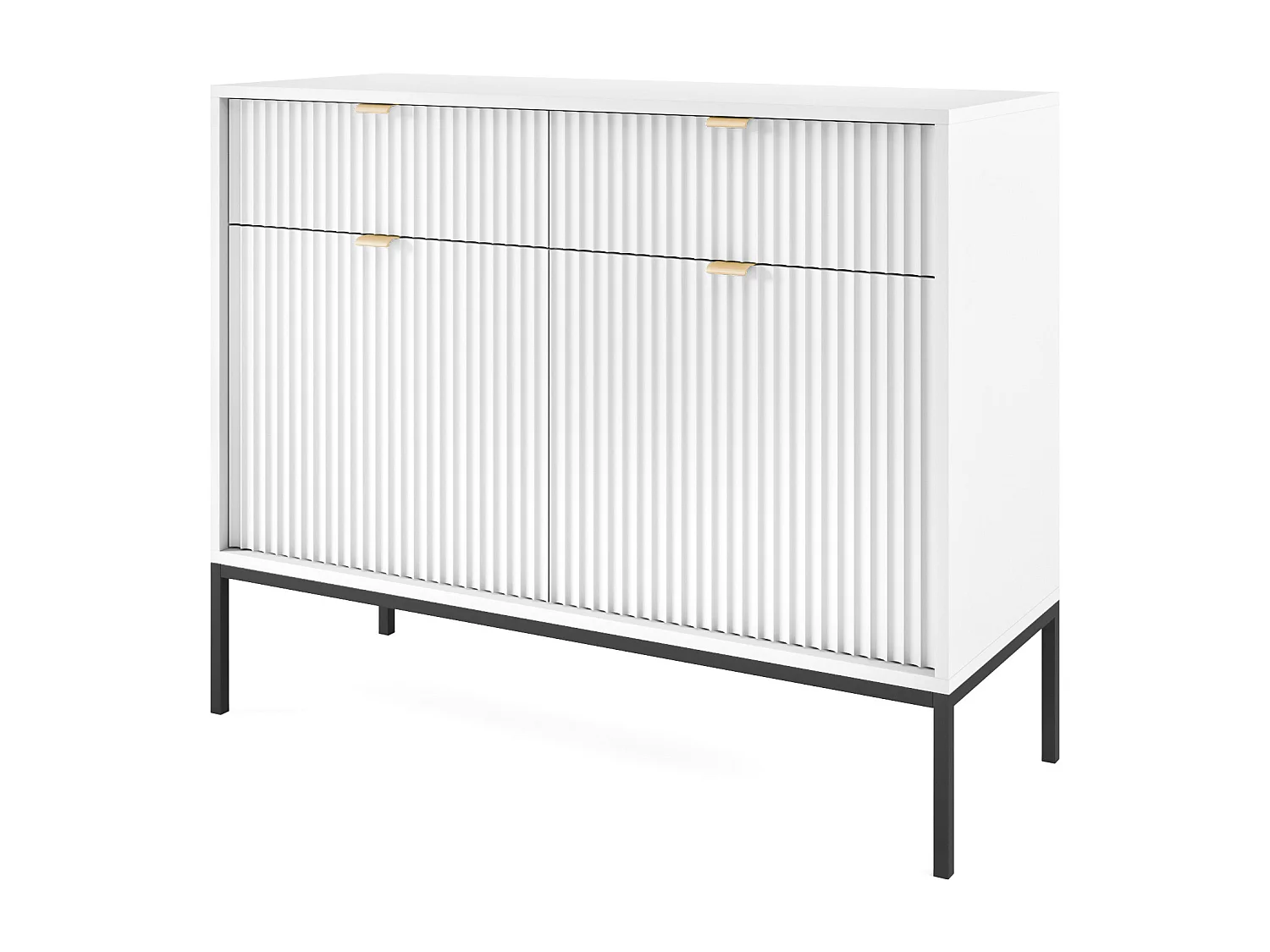 Zweitürige Kommode - 104 cm - weiß mit schwarzen Beinen - VELLORE