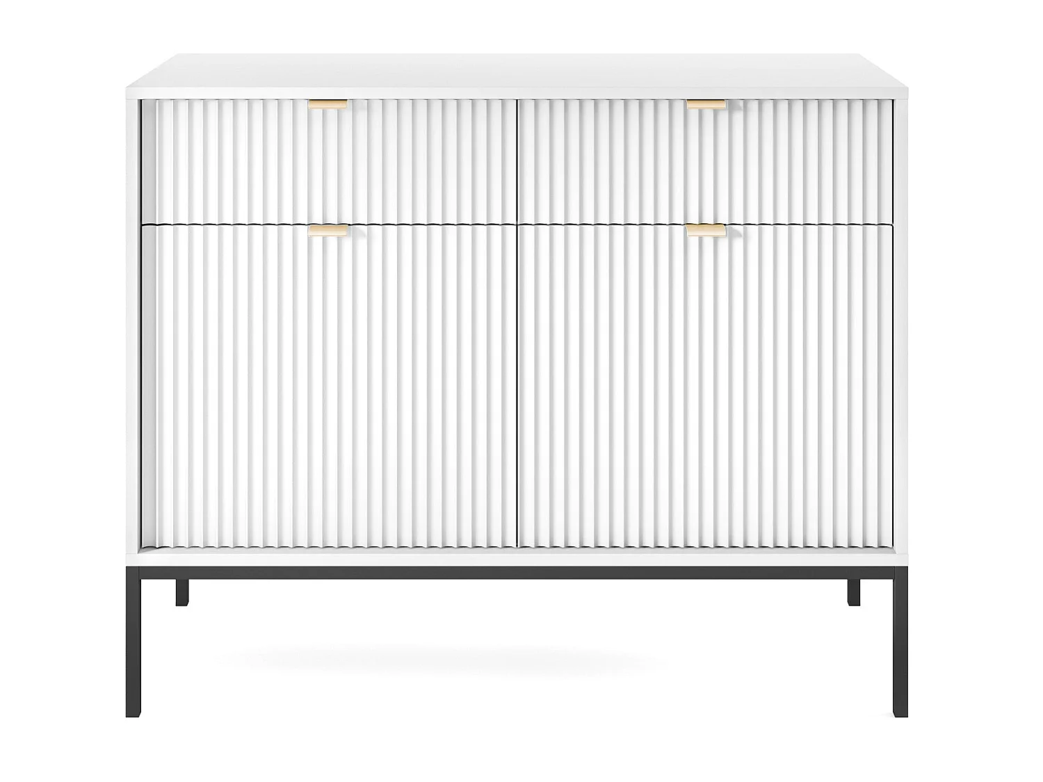 Commode à deux portes - 104 cm - blanc avec pieds noires - VELLORE