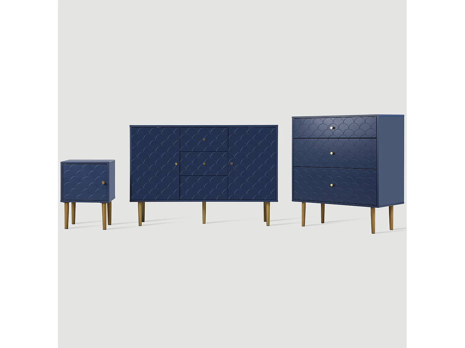 Commode avec ragement pour chambre - 3 tiroirs - bleu foncé