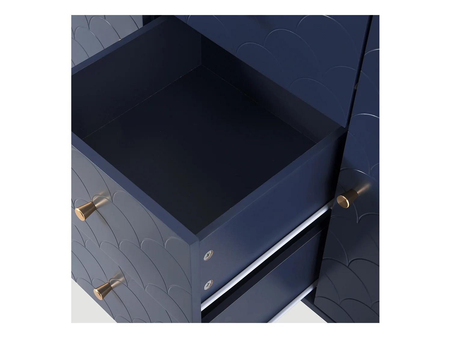 Commode avec ragement pour chambre - 3 tiroirs + 2 portes - bleu foncé