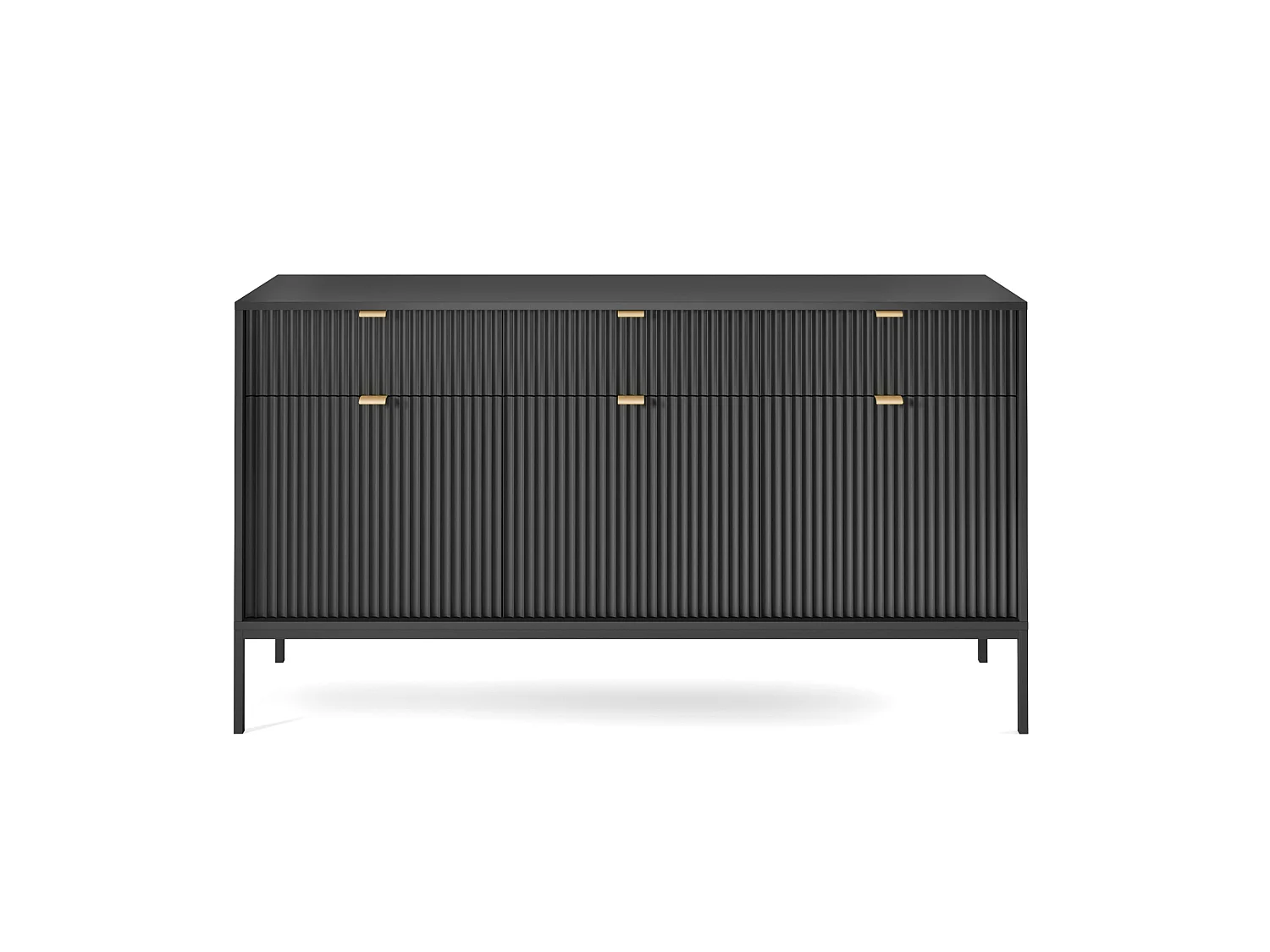 Dreitürige Kommode - 154 cm - schwarz mit schwarzen Beinen - VELLORE