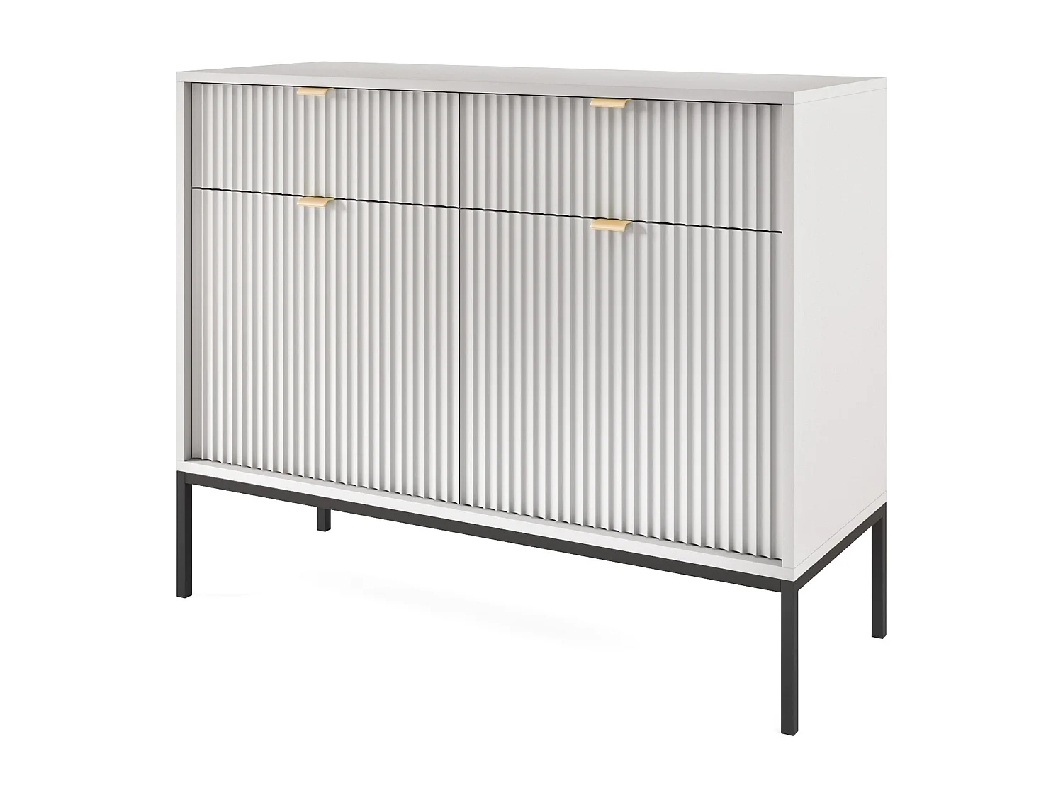 Zweitürige Kommode - 104 cm - grau mit schwarzen Beinen - VELLORE