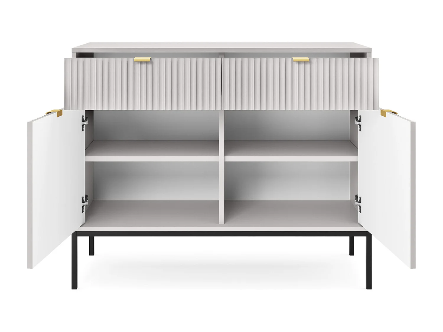 Zweitürige Kommode - 104 cm - grau mit schwarzen Beinen - VELLORE