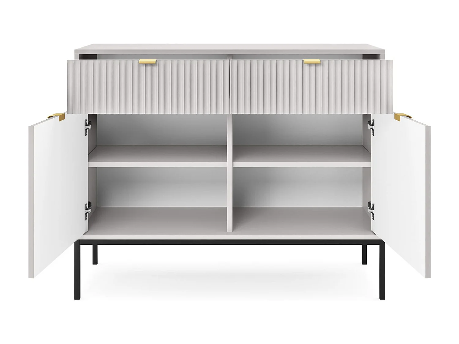 Zweitürige Kommode - 104 cm - grau mit schwarzen Beinen - VELLORE