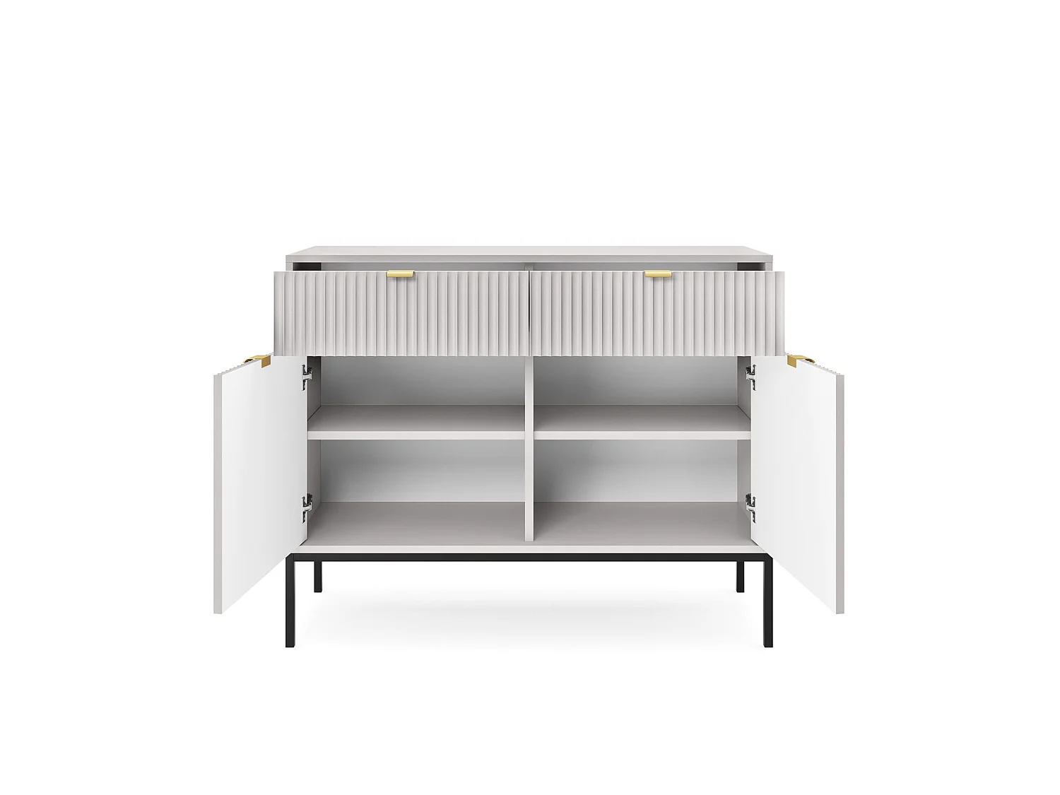 Commode à deux portes - 104 cm - gris avec pieds noires - VELLORE