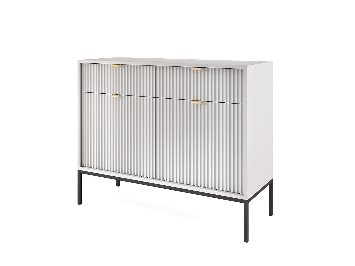 Commode à deux portes - 104 cm - gris avec pieds noires - VELLORE