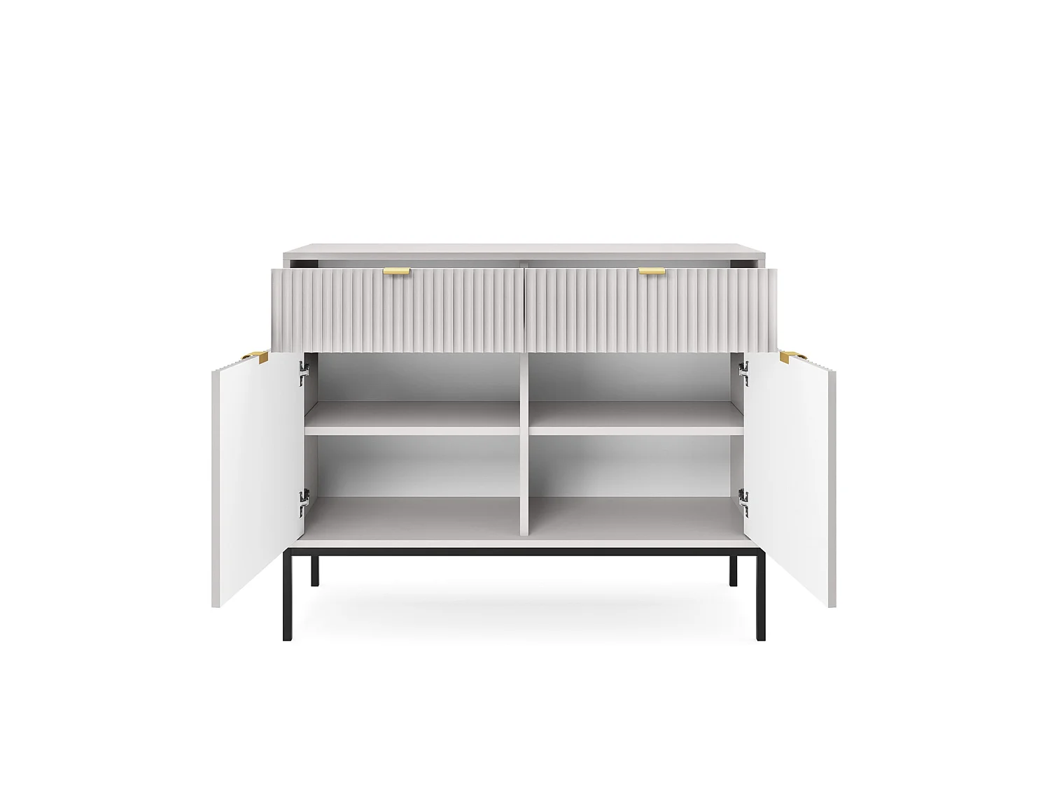 Commode à deux portes - 104 cm - gris avec pieds noires - VELLORE