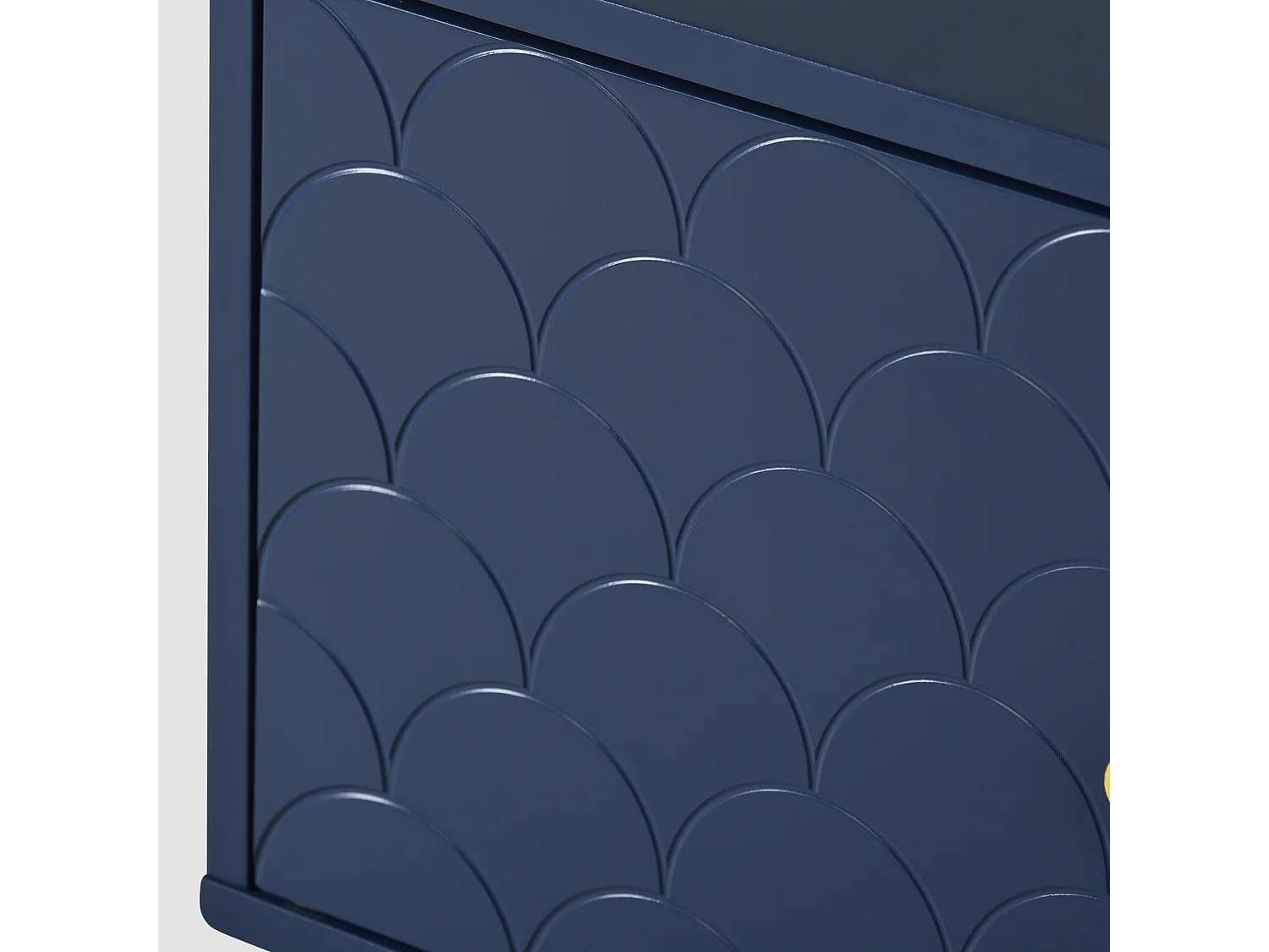 Mesita de noche - patrón de escamas de pez - patas chapadas en oro - azul oscuro - 2 piezas