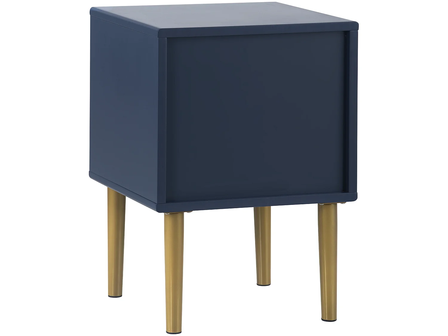 Mesita de noche - patrón de escamas de pez - patas chapadas en oro - azul oscuro