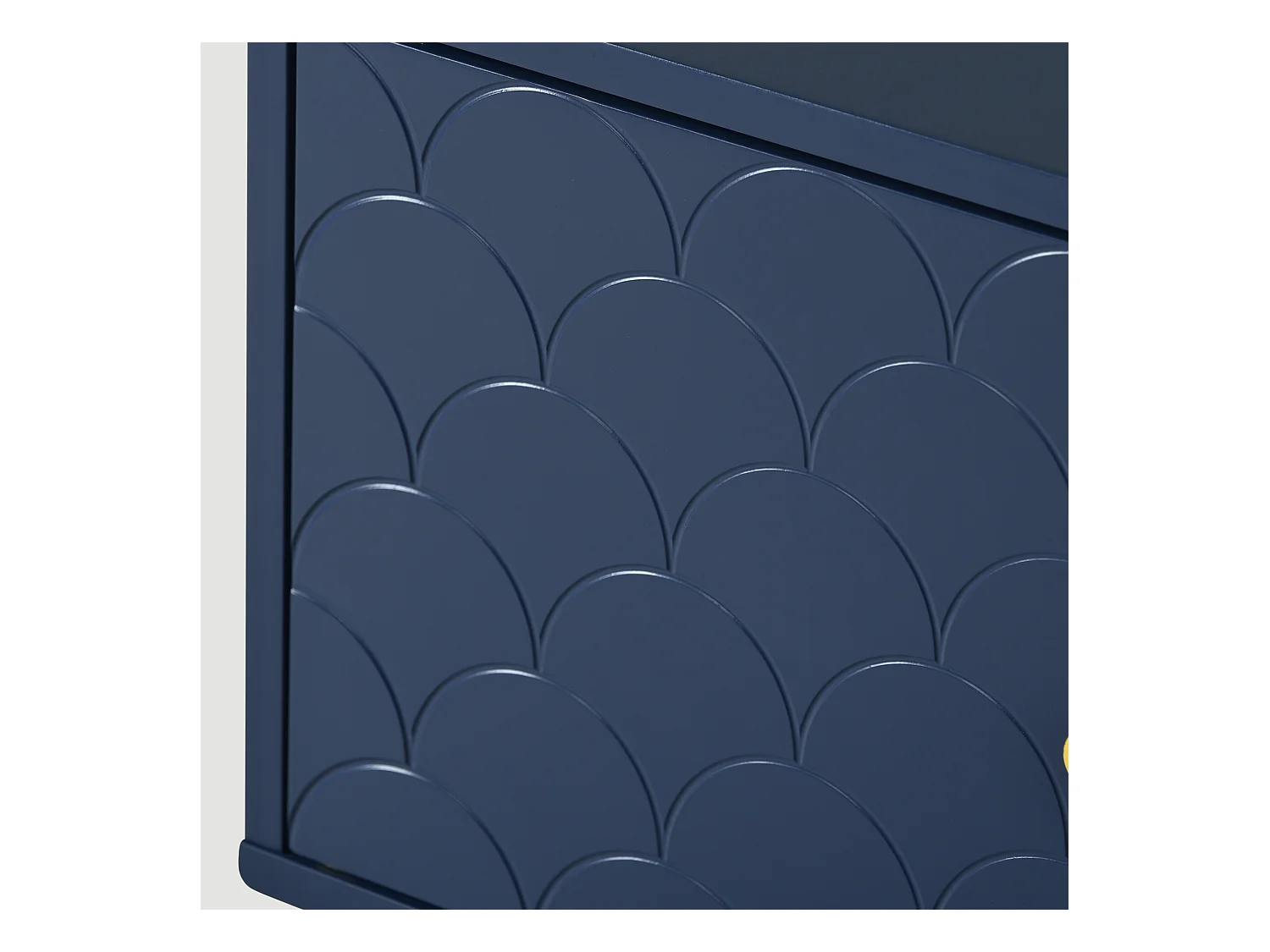 Nachtkastje - visschubbenpatroon - vergulde poten - donkerblauw