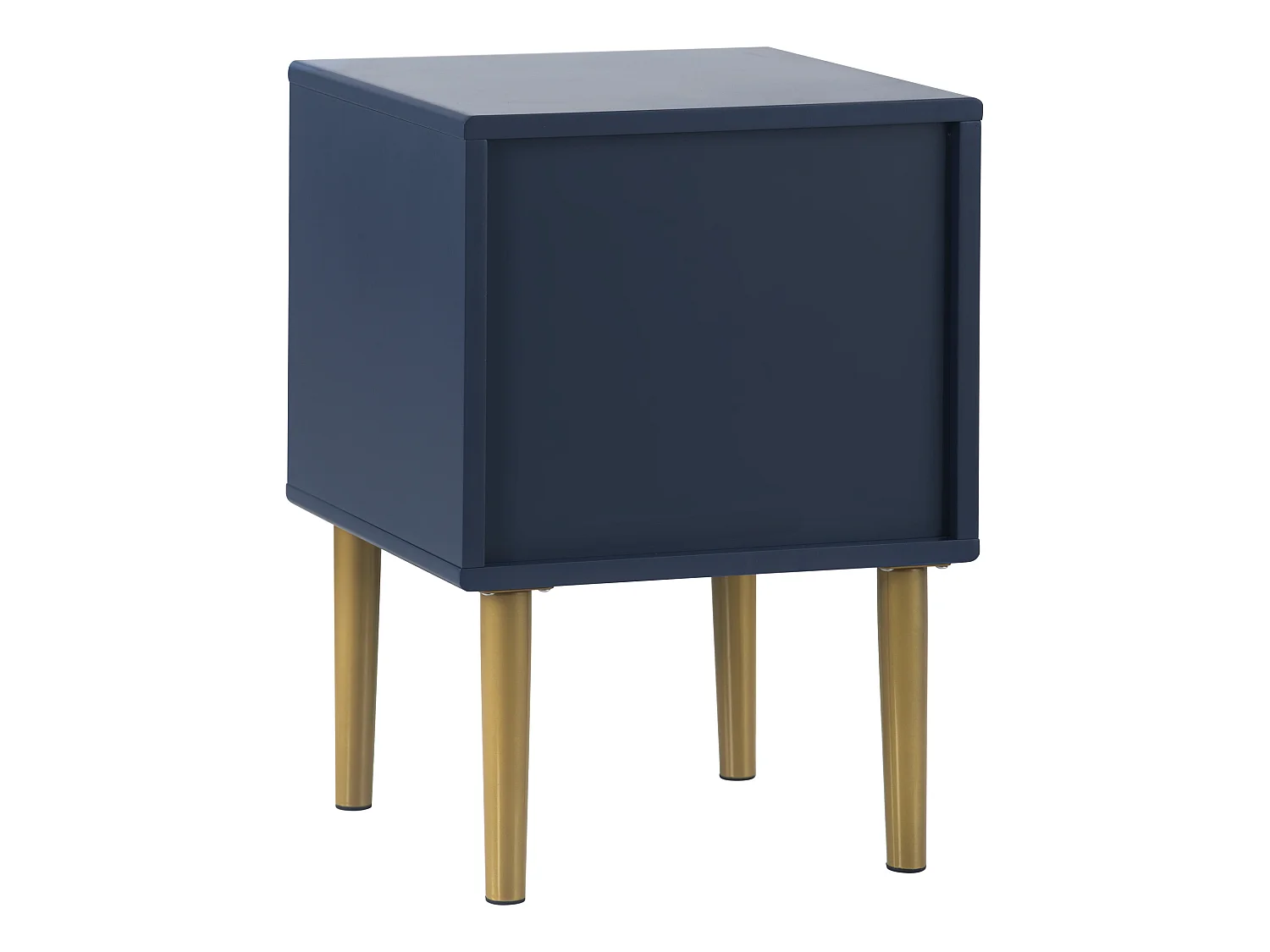 Nachtkastje - visschubbenpatroon - vergulde poten - donkerblauw