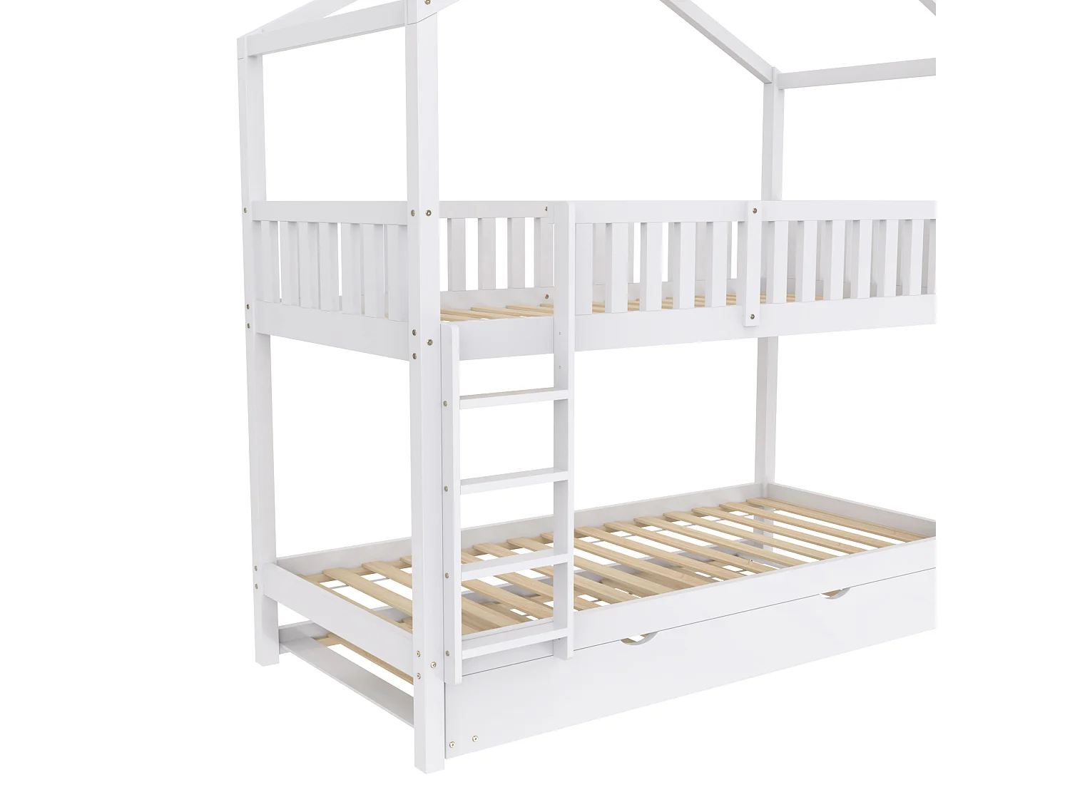 Letto a castello 90x200 cm con letto estraibile - legno di pino massiccio - Bianco