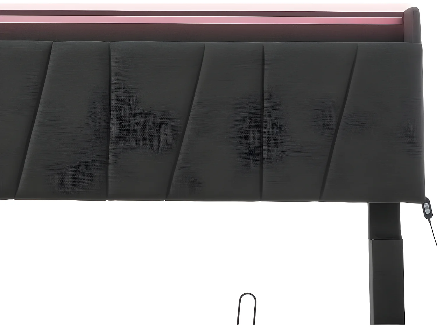 Lit coffre 160x200cm - avec LED et ports de chargement - tissu en lin - Gris