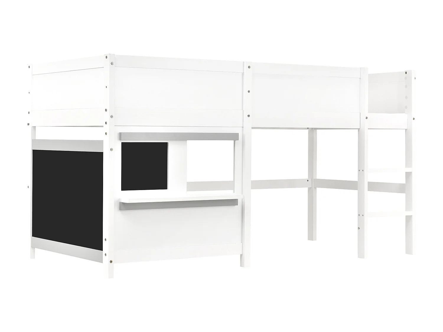 Lit mezzanine 90x200cm - avec 2 panneaux de graffitis - Blanc