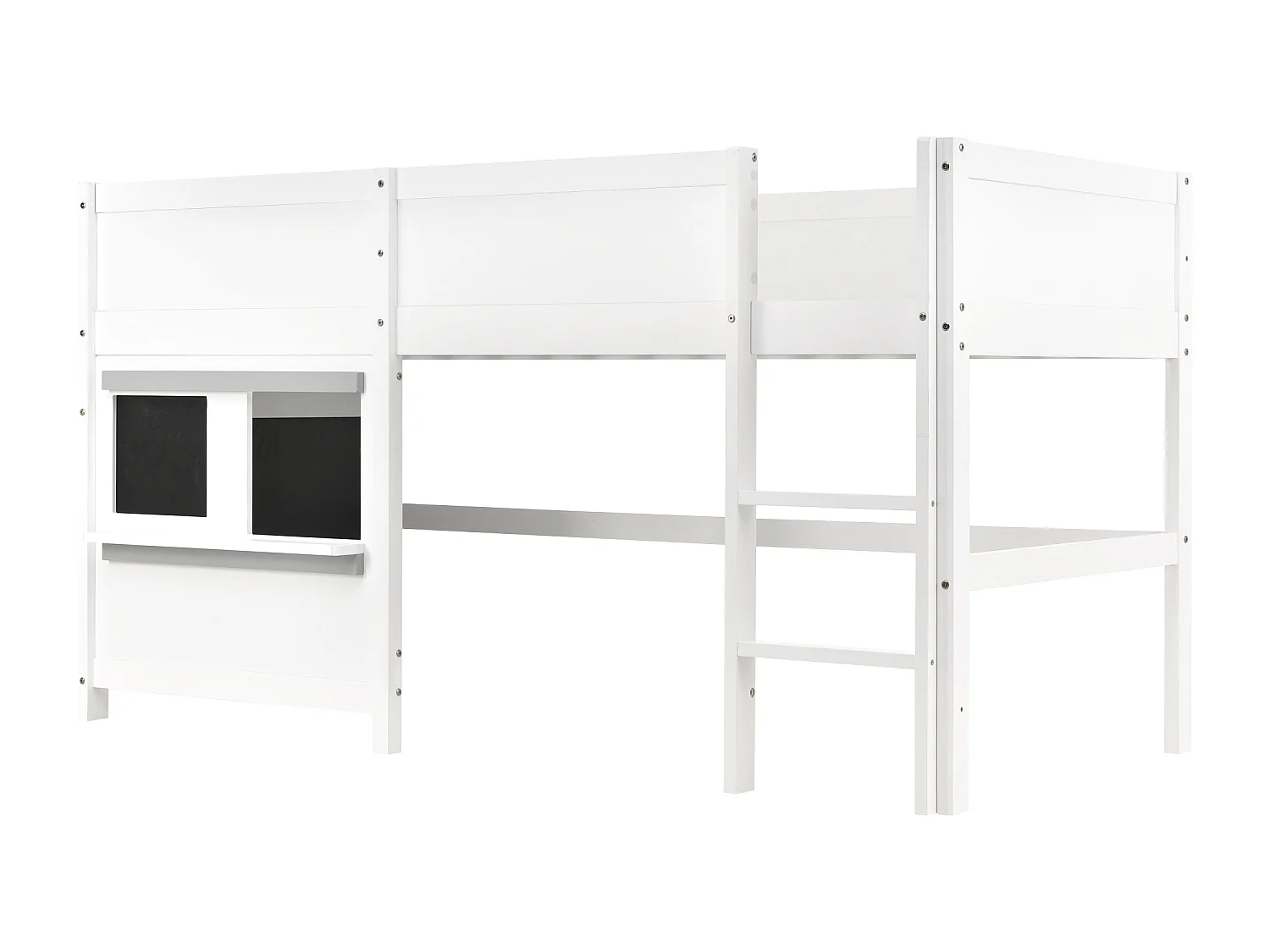 Lit mezzanine 90x200cm - avec 2 panneaux de graffitis - Blanc