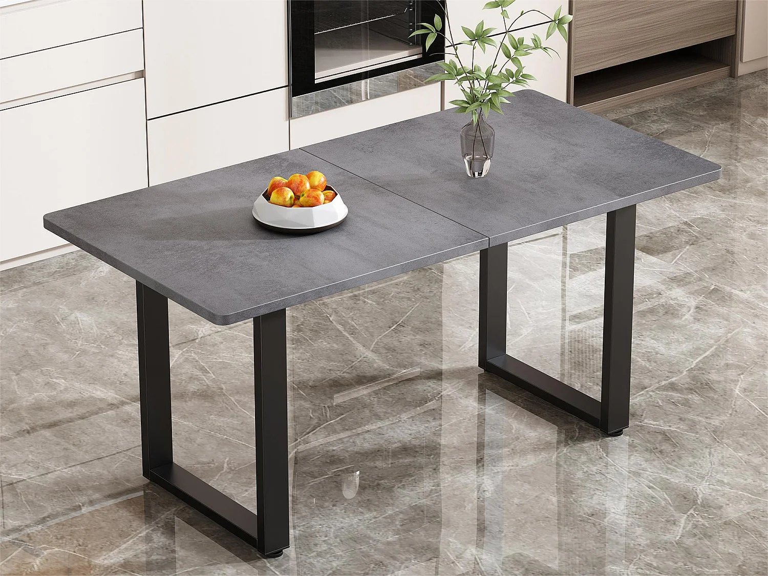 Table à manger en acier - style industriel - Gris