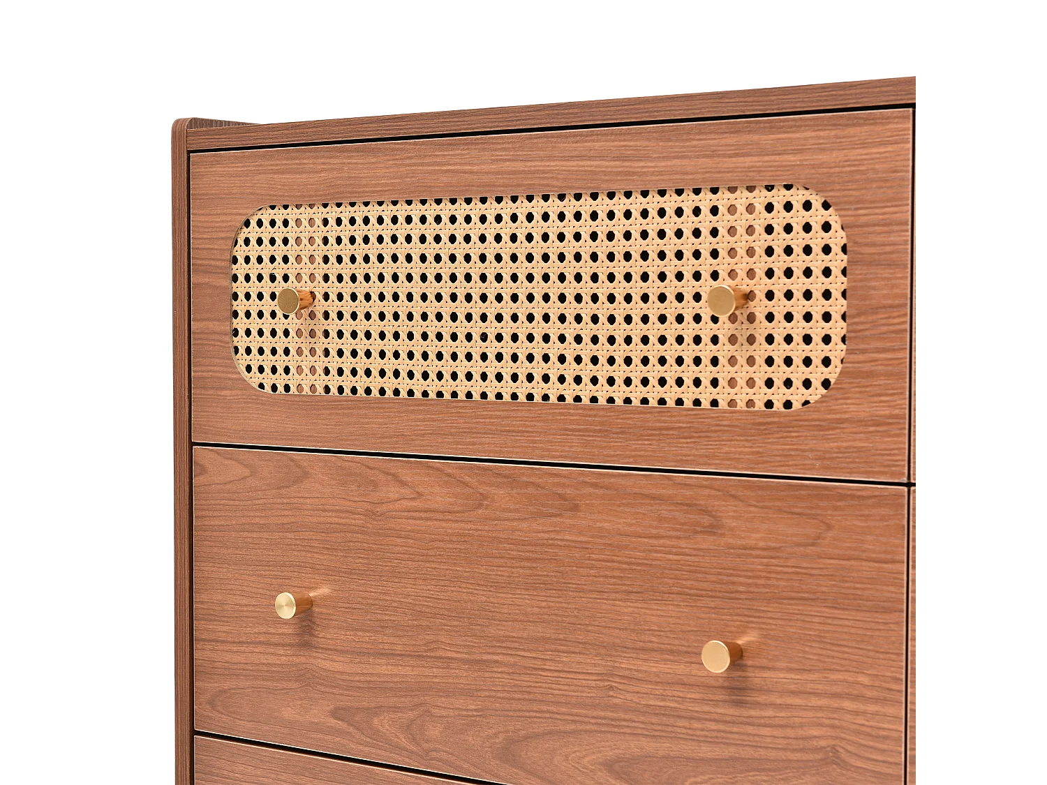 Credenza bassa in rattan con 6 cassetti - marrone