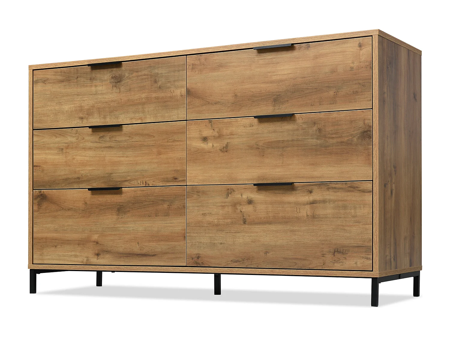 Sideboard mit 6 Schubladen + verstellbaren Einlegeböden – Dunkle Eiche