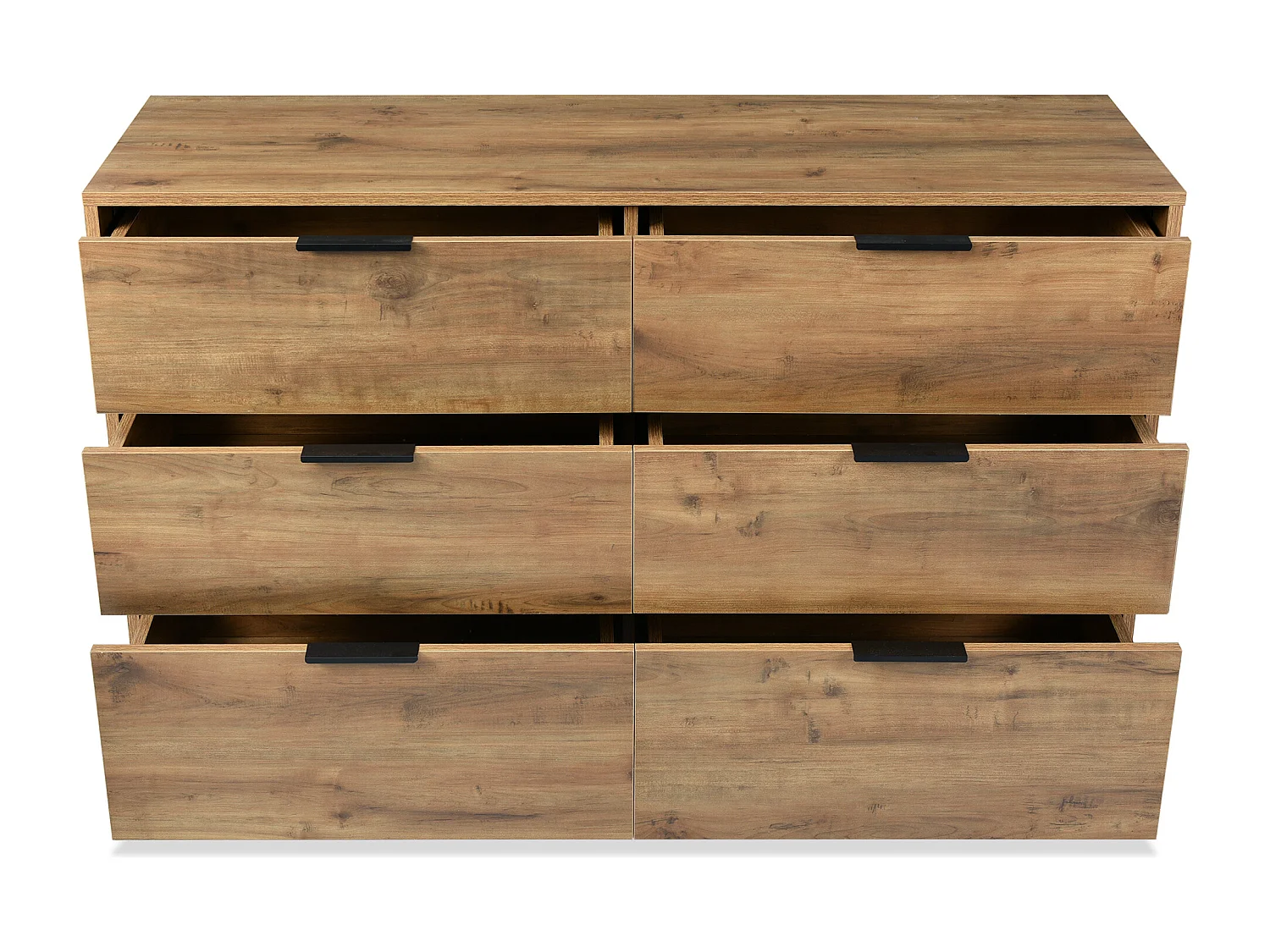 Sideboard mit 6 Schubladen + verstellbaren Einlegeböden – Dunkle Eiche