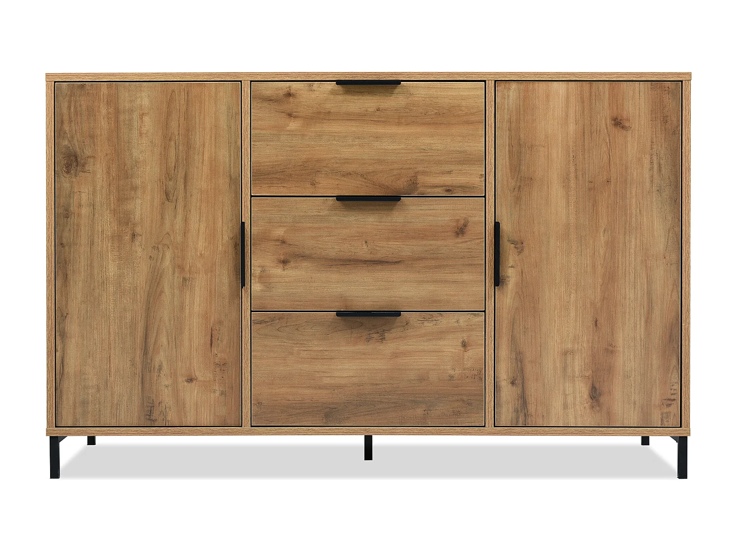 Dressoir met verstelbare planken - 2 deuren en 3 laden - Donker eiken